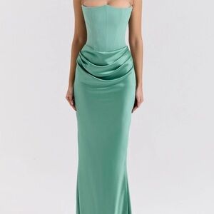 HOUSE OF CB 'Persephone' Jade Strapless Corset Maxi Dress Size XS Regular Cup